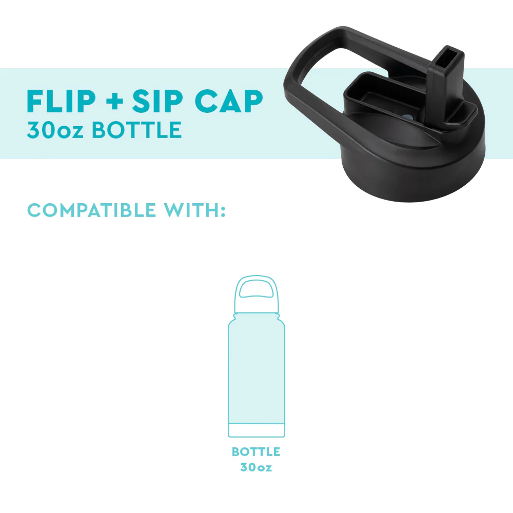 Black Flip + Sip Cap 30oz Bottle - Image 4